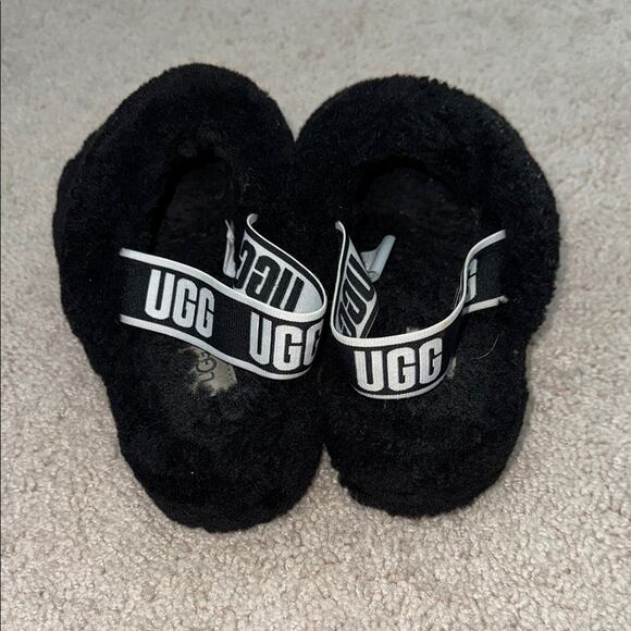UGG Black Fluff Yeah Faux Fur Slingback Slide Sandals Women's 8 - Picture 4 of 6